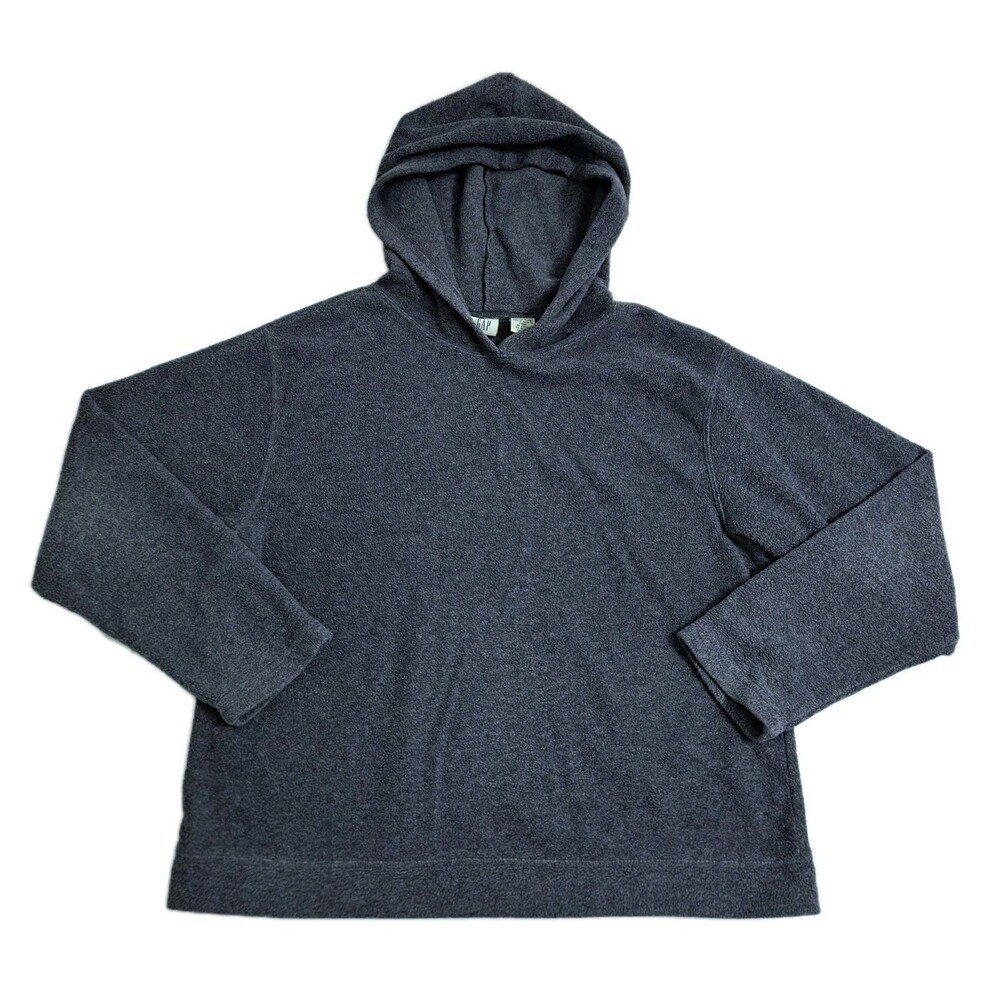Gap Men's Large Fleece Hoodie Snap Button Pullover Fleece Sweatshirt Vintage